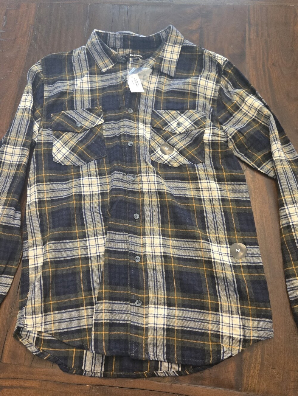 New! RSQ Plaid Flannel Shirt Men's Medium Tillys Green And Blue